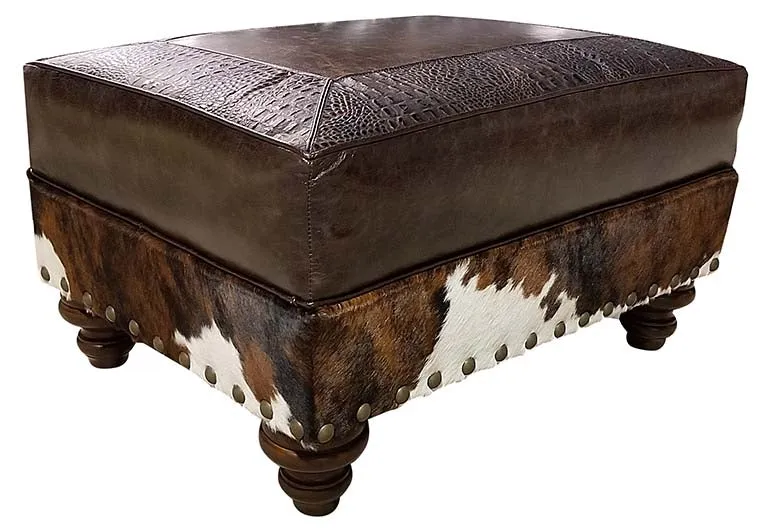 Coburn II Western Leather Ottoman