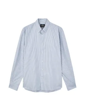 Cotton Oxford Sune Stripe Shirt BD, White/Midnight Navy