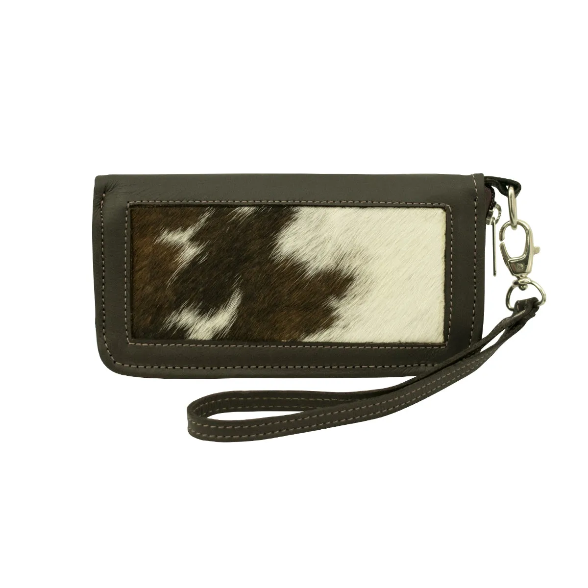 Cow Town Ladies' Zip-Around Wallet - Chocolate and Pony Hair on Hide