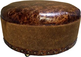 Cowboy Leather Round Ottoman