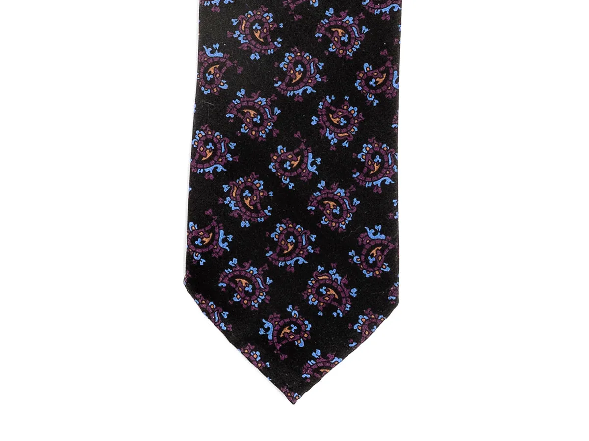 Crepe Silk Paisley Tie Black