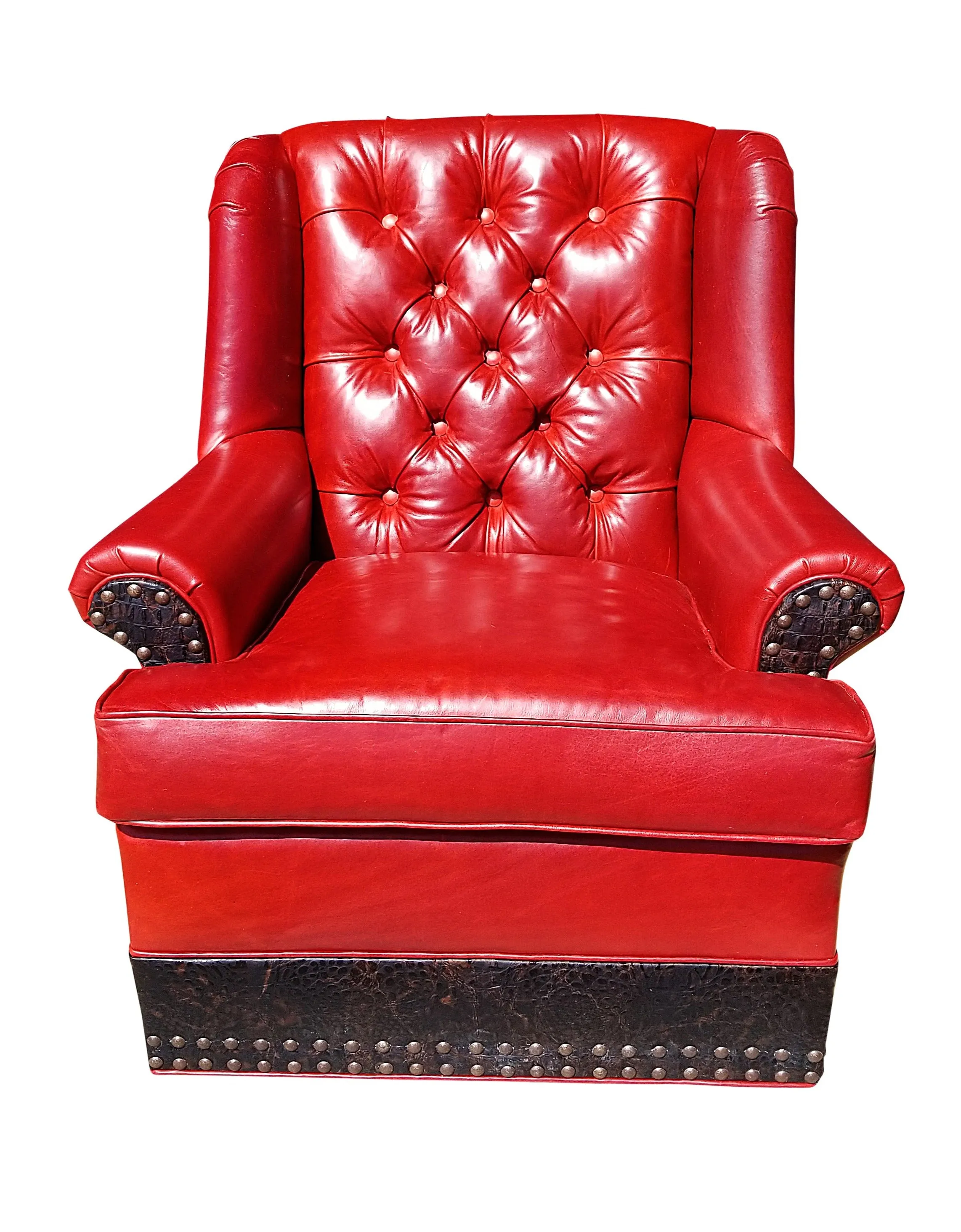 Crimson Red Tufted Tallback Swivel Glider