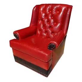 Crimson Red Tufted Tallback Swivel Glider