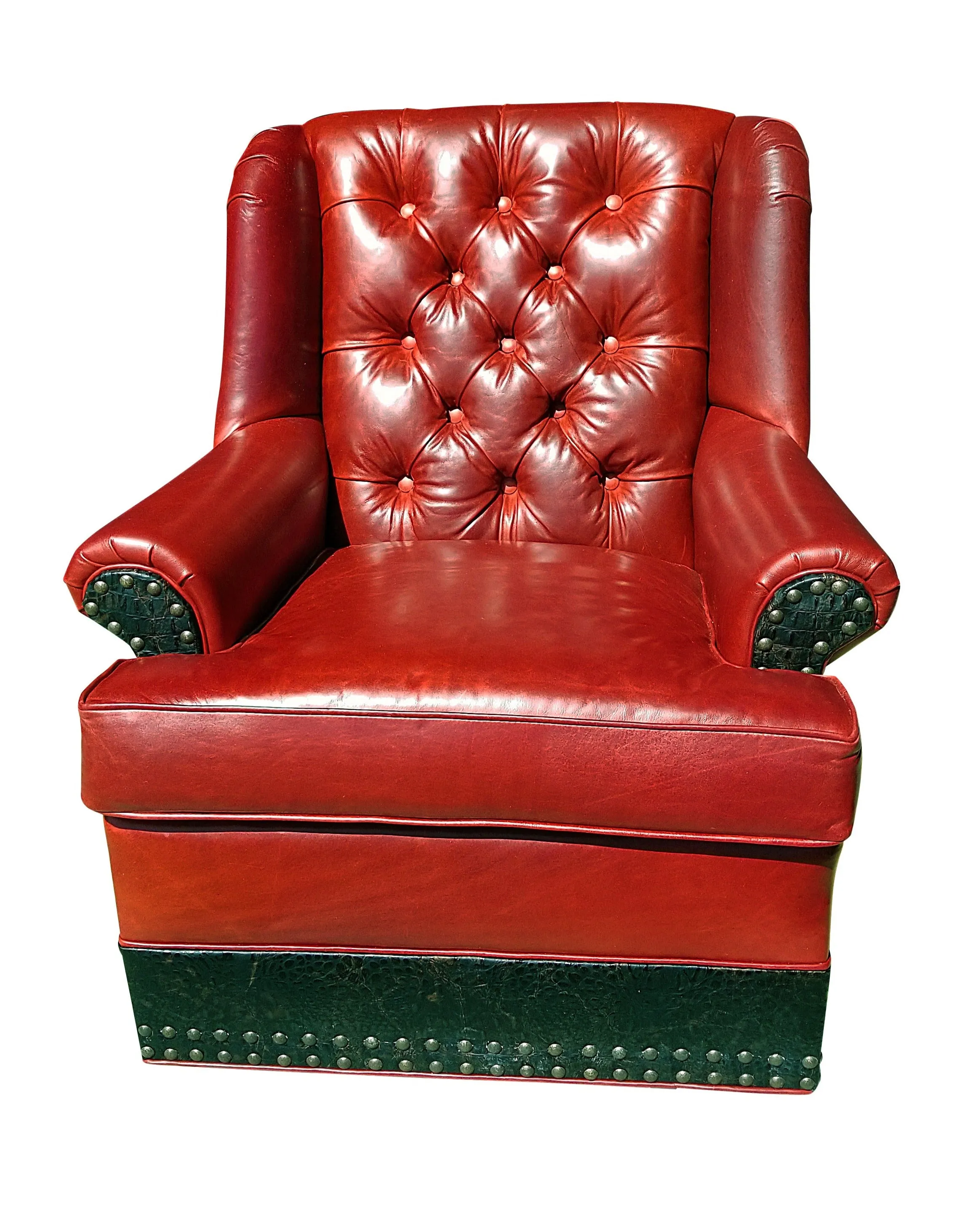 Crimson Red Tufted Tallback Swivel Glider