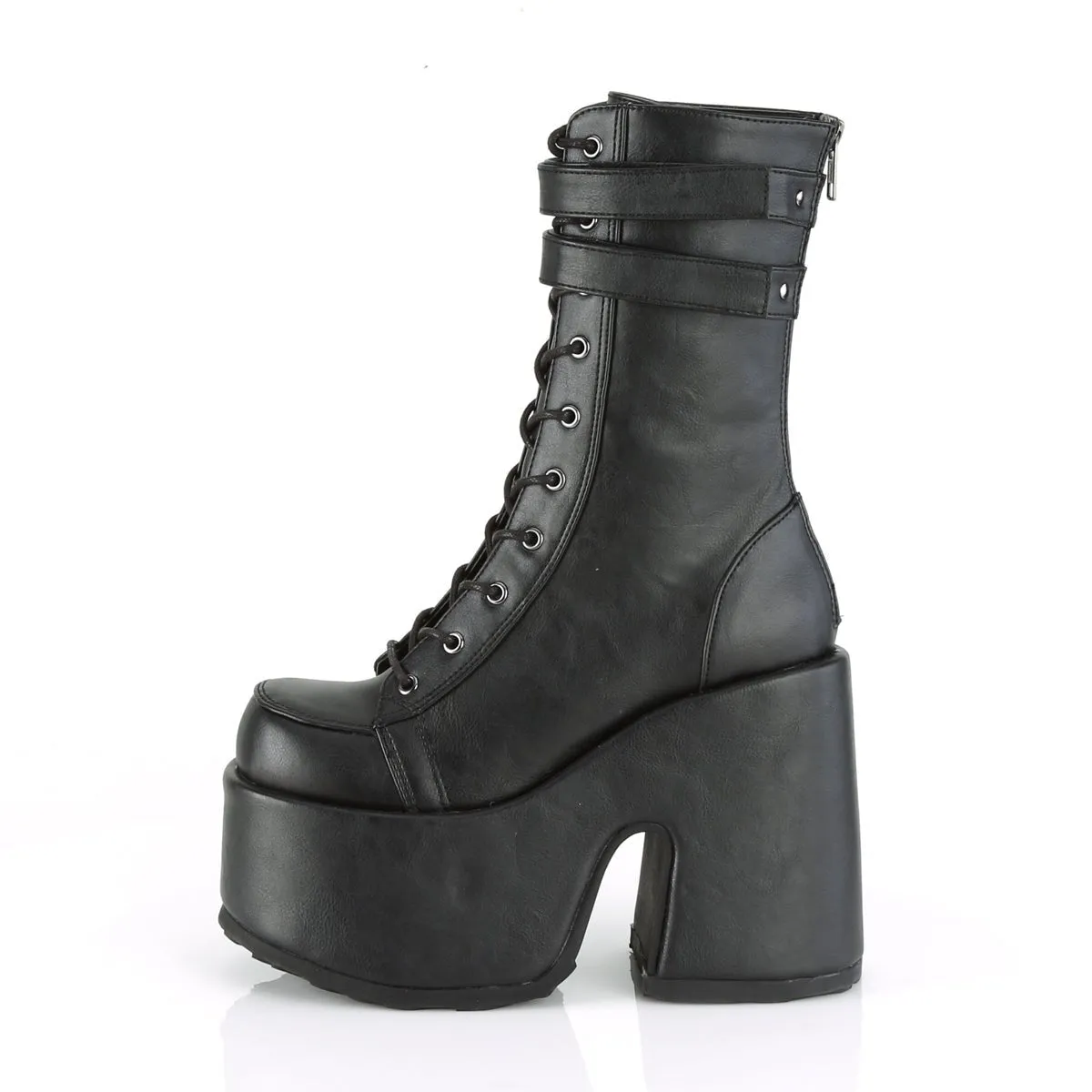 Demonia CAMEL-250 | Black Vegan Leather Mid-Calf Boots