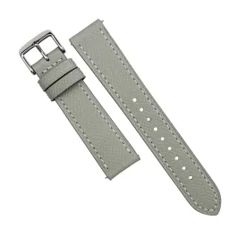 Dress Epsom Leather Strap in Grey w/ White Stitching