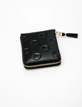 Embossed Polka Dots Small Full Zip Wallet Black - SA7100NE