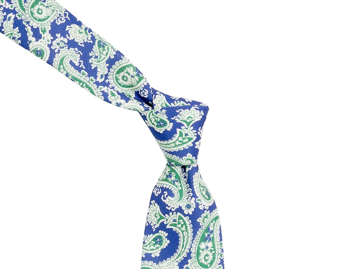 Five Fold Shantung Tie Paisley Blue