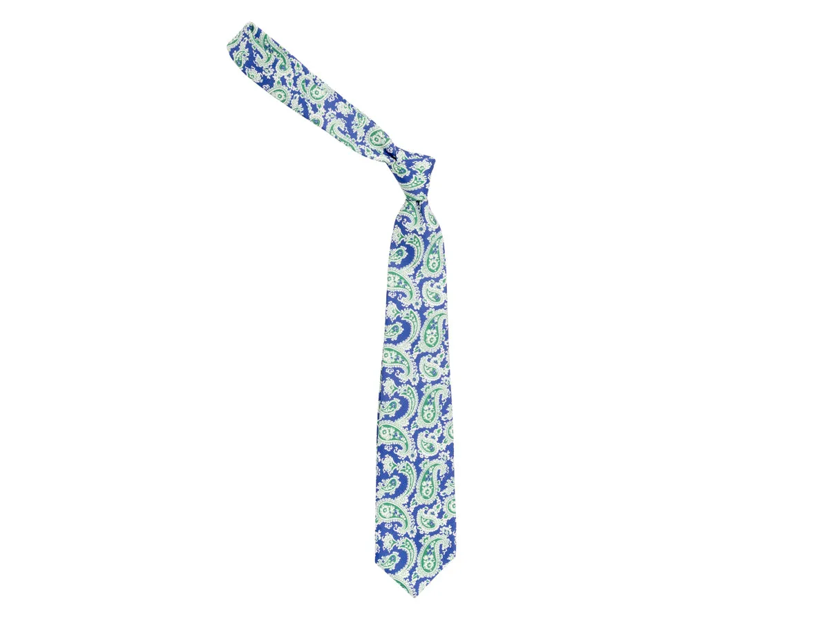 Five Fold Shantung Tie Paisley Blue