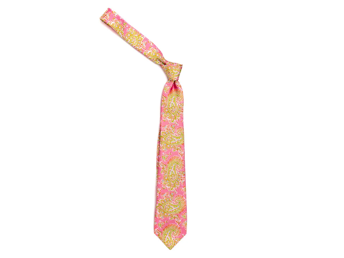 Five Fold Silk Tie Indian Paisley Pink