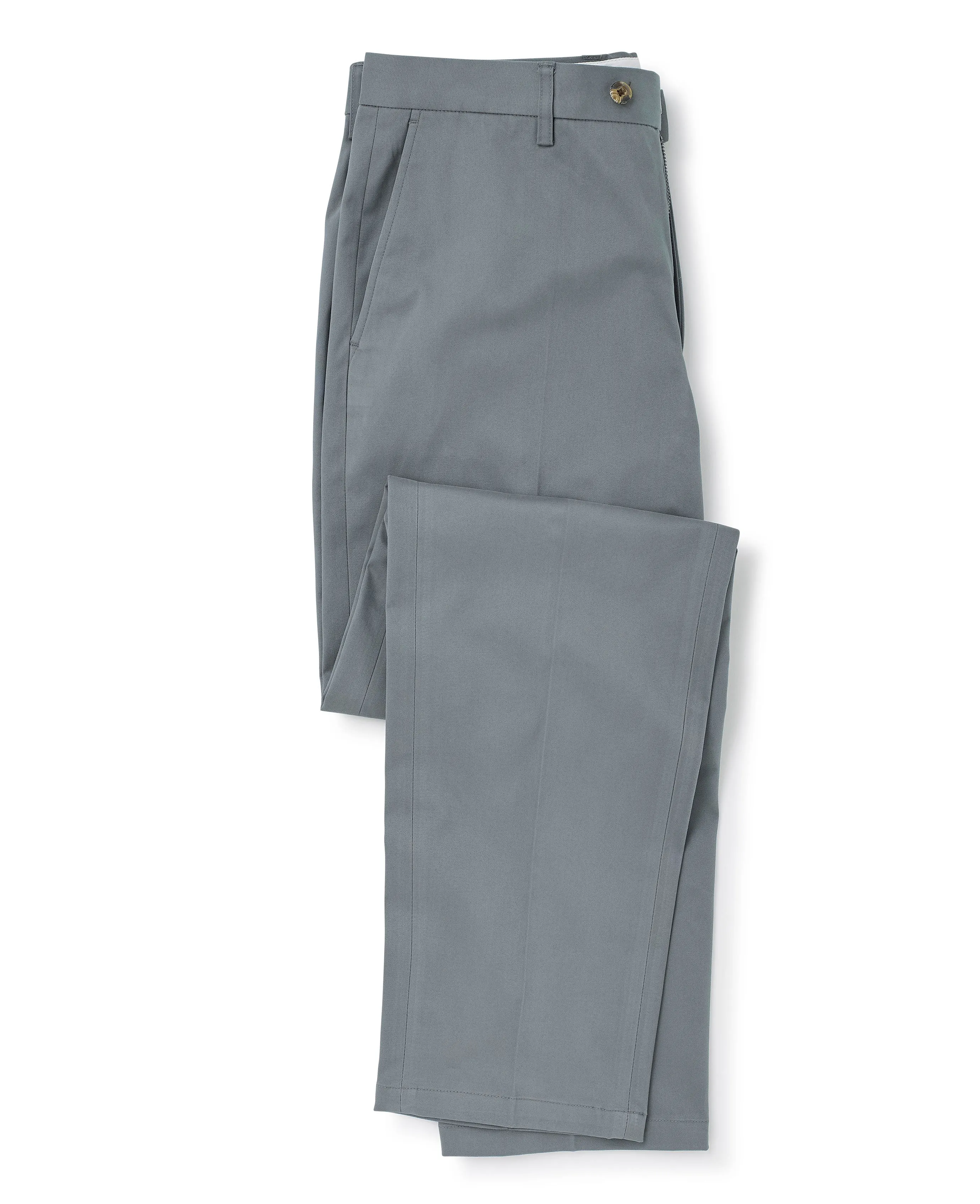 Grey Stretch Cotton Classic Fit Flat Front Chinos