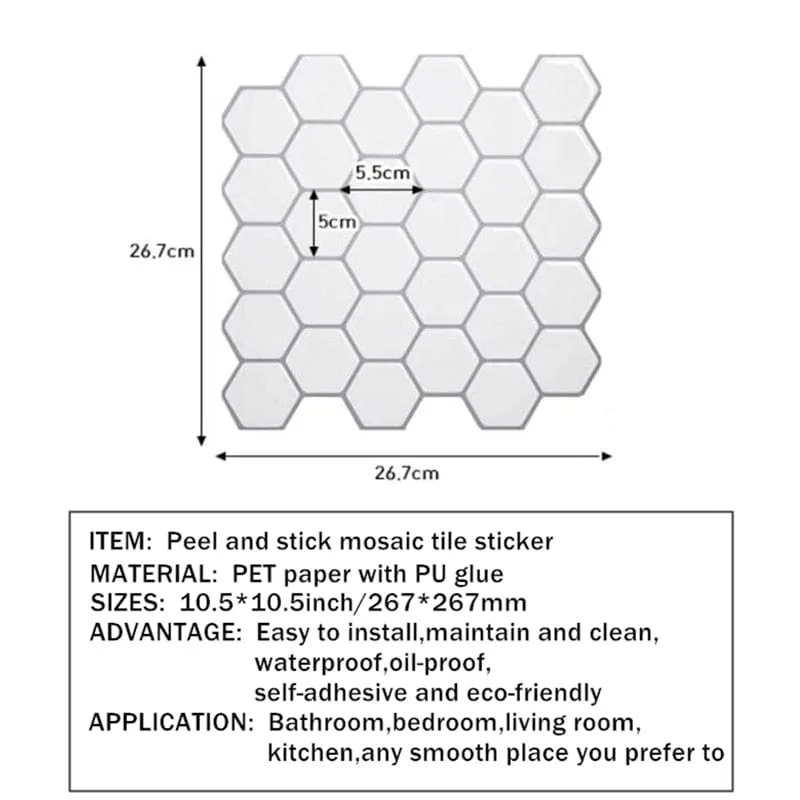 Hexagonal Penny Tile for Kitchen and Bathroom Back splash - Sheet