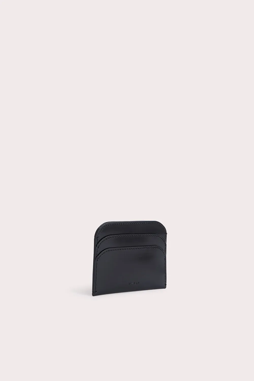 Horizon Card Holder Black Semi Patent Leather