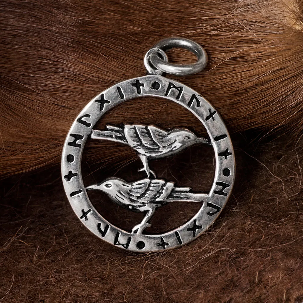 Huginn & Muninn Amulet, Silver