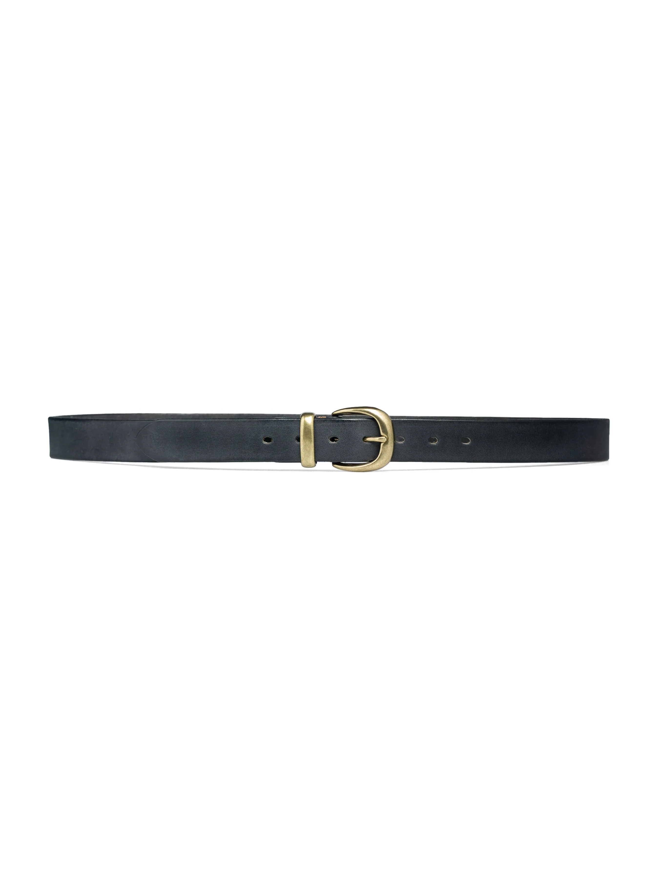 Italian Rustic Leather Belt with Horseshoe Gold-toned Buckle