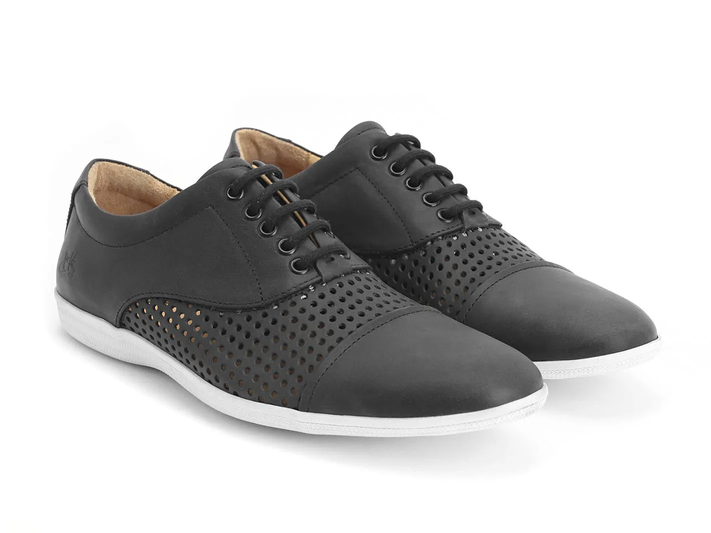 John Fluevog men's Flights SJO perforated derby sneaker black