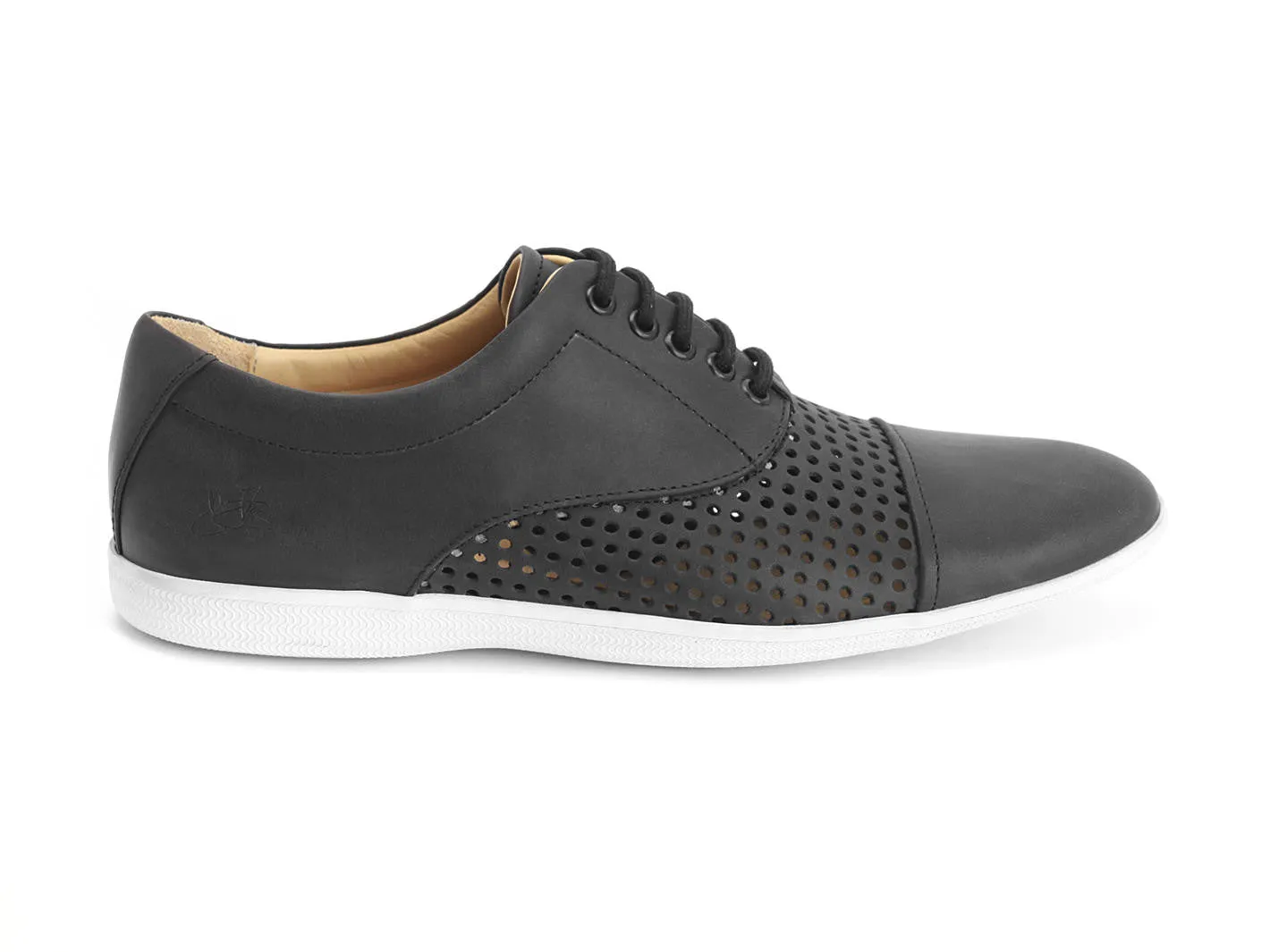 John Fluevog men's Flights SJO perforated derby sneaker black