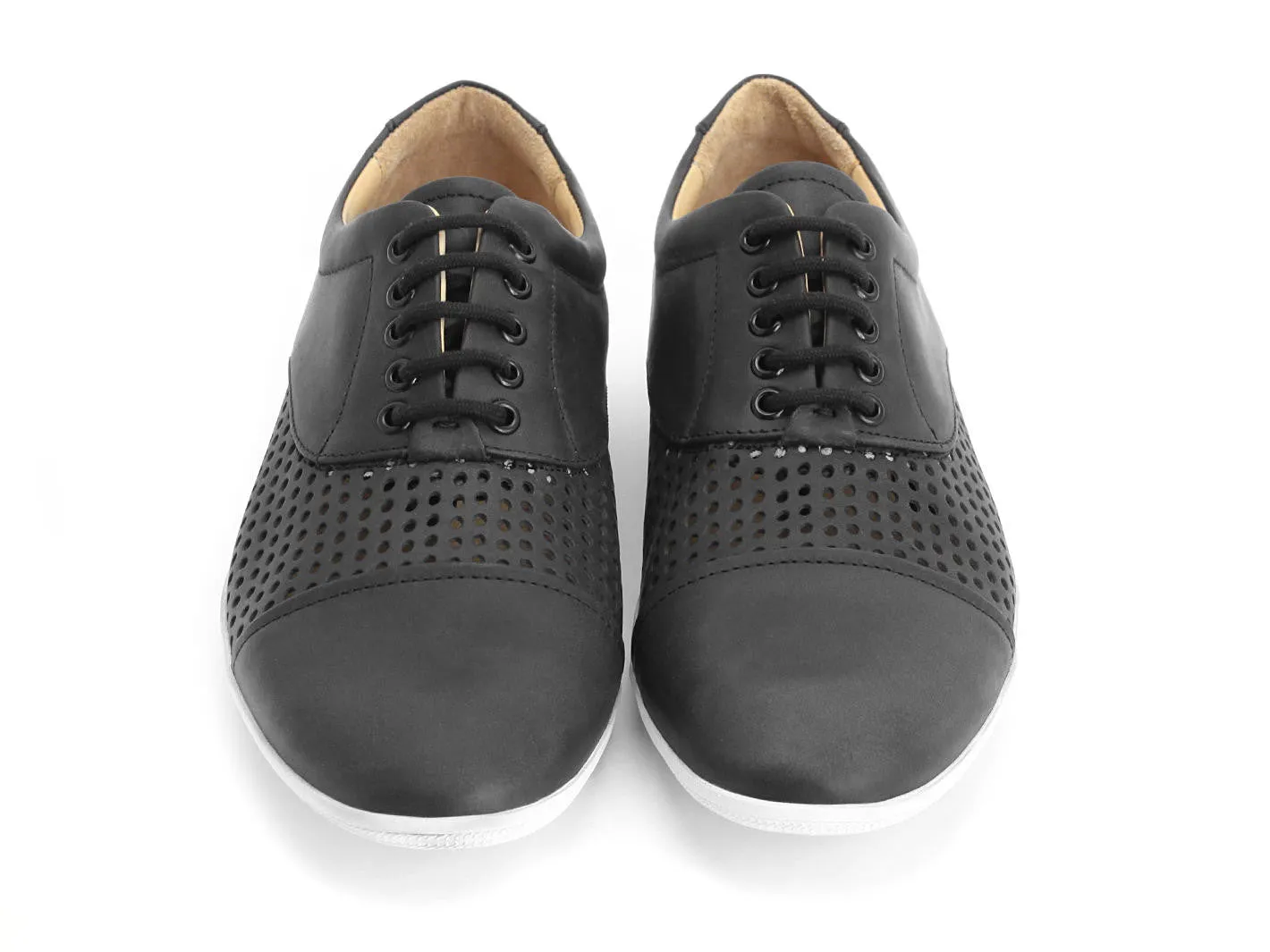 John Fluevog men's Flights SJO perforated derby sneaker black