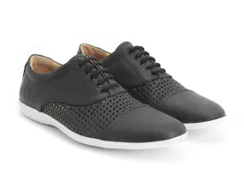 John Fluevog men's Flights SJO perforated derby sneaker black