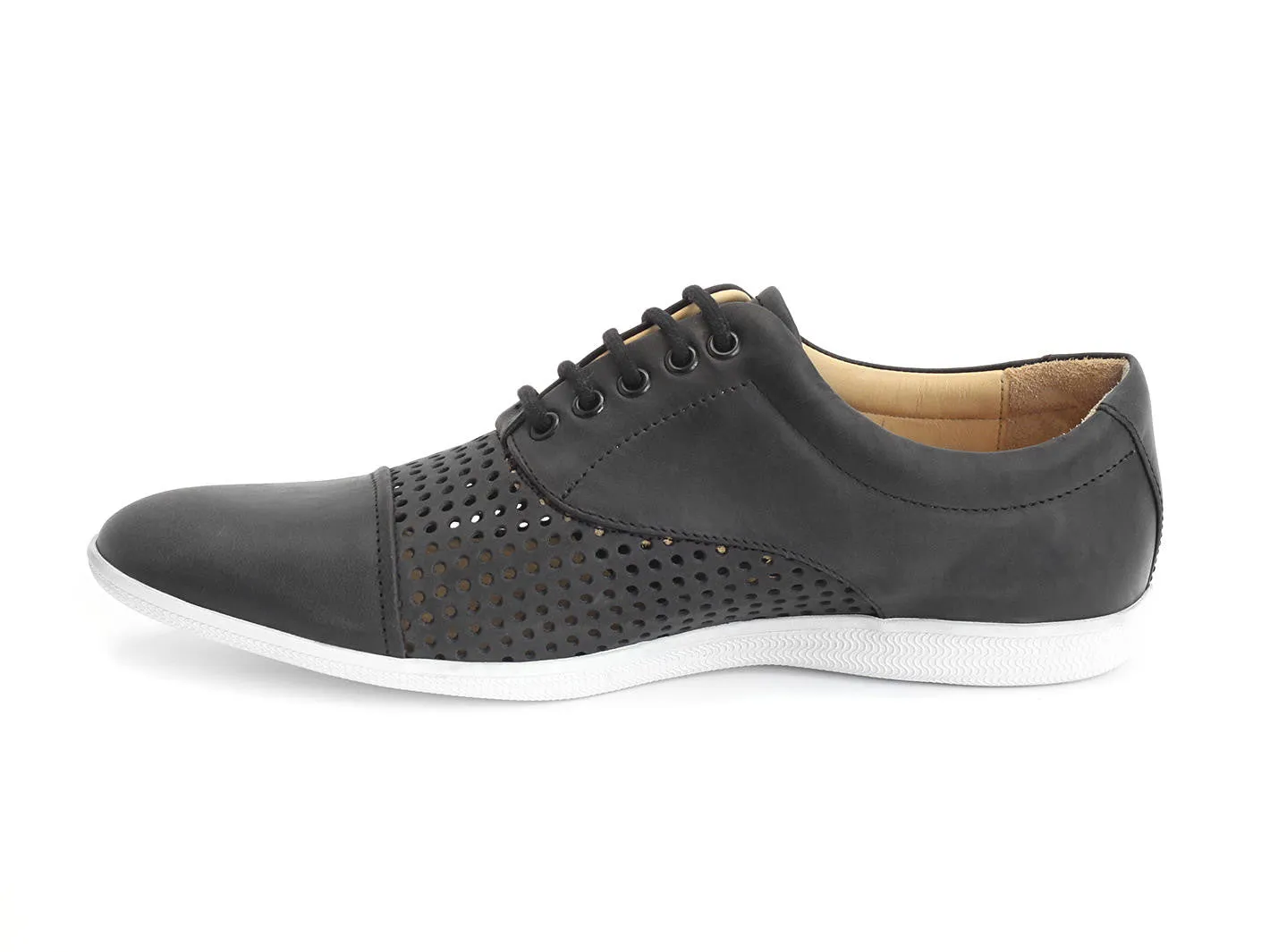 John Fluevog men's Flights SJO perforated derby sneaker black