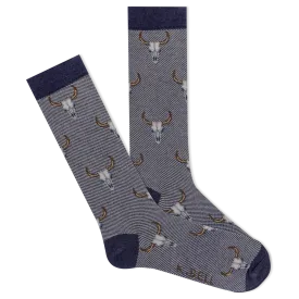 K.Bell Men's Cattle Skulls Denim Crew Sock