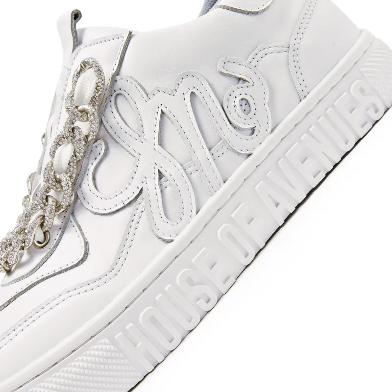 Ladies Rhinestone Chain Sneaker 5550 White