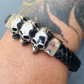 Leather & Stainless Steel - "Scarface" Bracelet - B46