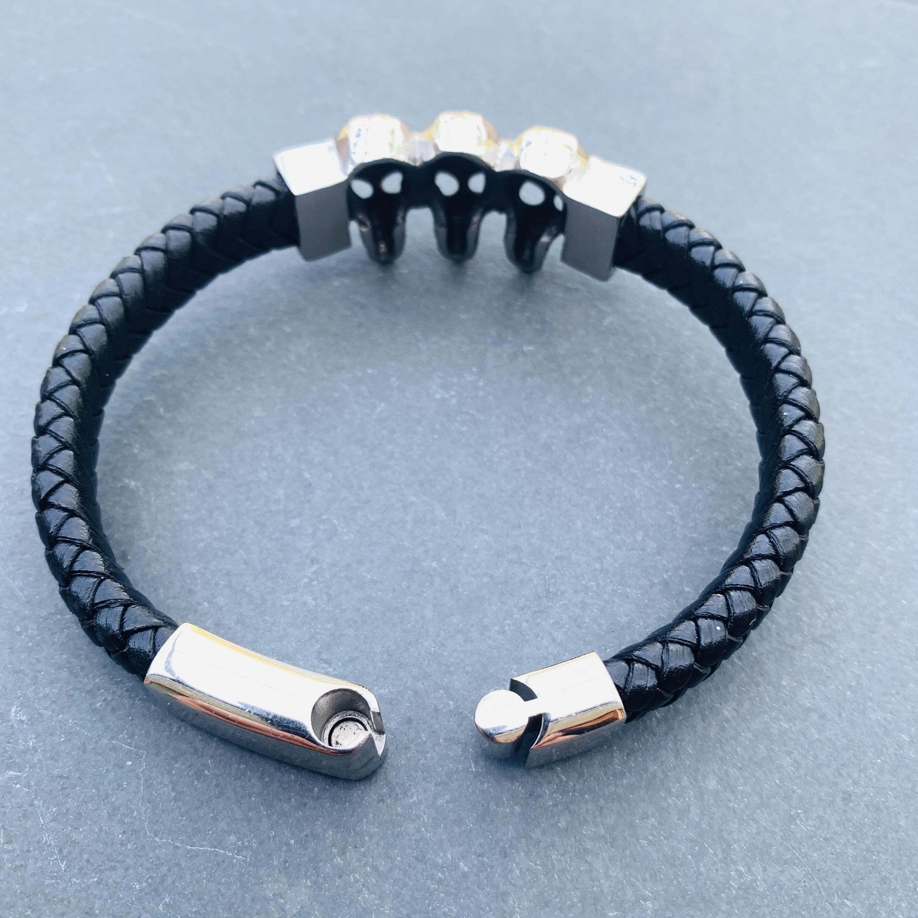 Leather & Stainless Steel - "Scarface" Bracelet - B46