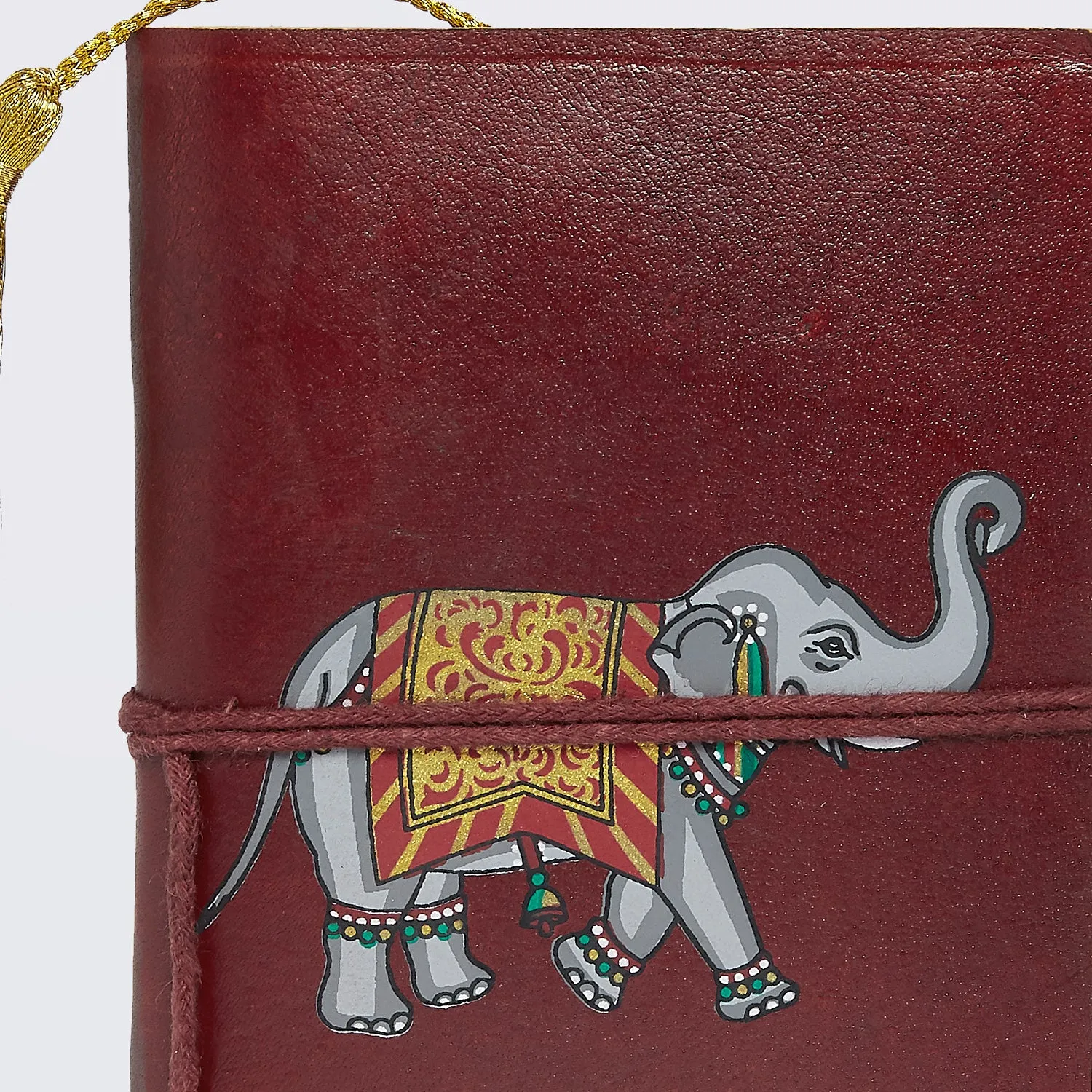 Leather Dairy with Elephant Print 5 in x 4 in