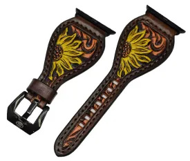 Leather Tear Drop Sunflower Apple Watch Band