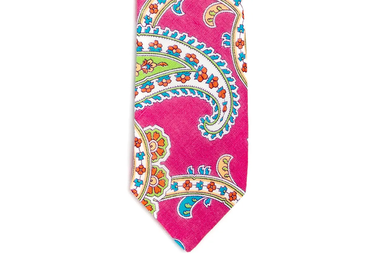 Linen Tie Large Paisley Pink