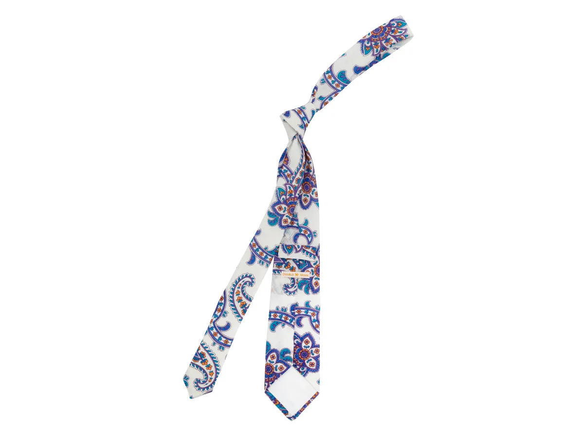 Linen Tie Large Paisley White