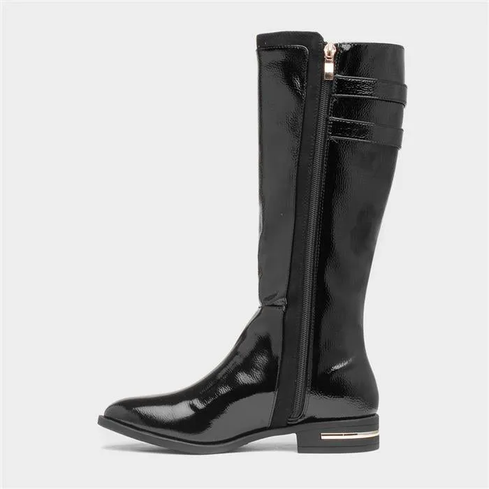 Lotus Louella black patent long boot ULB308