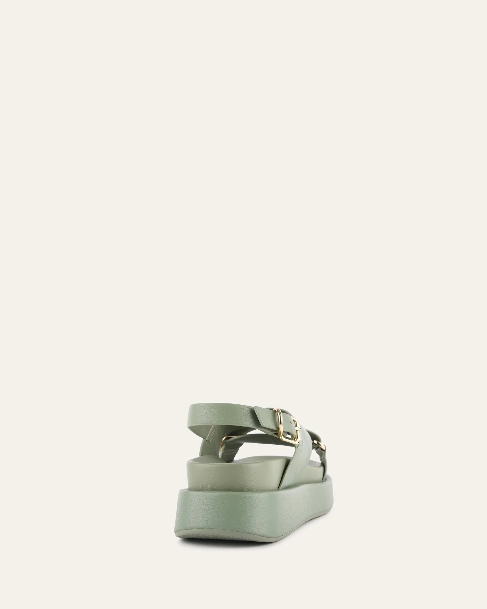 MARLEY FLAT SANDALS PISTACHIO GREEN LEATHER