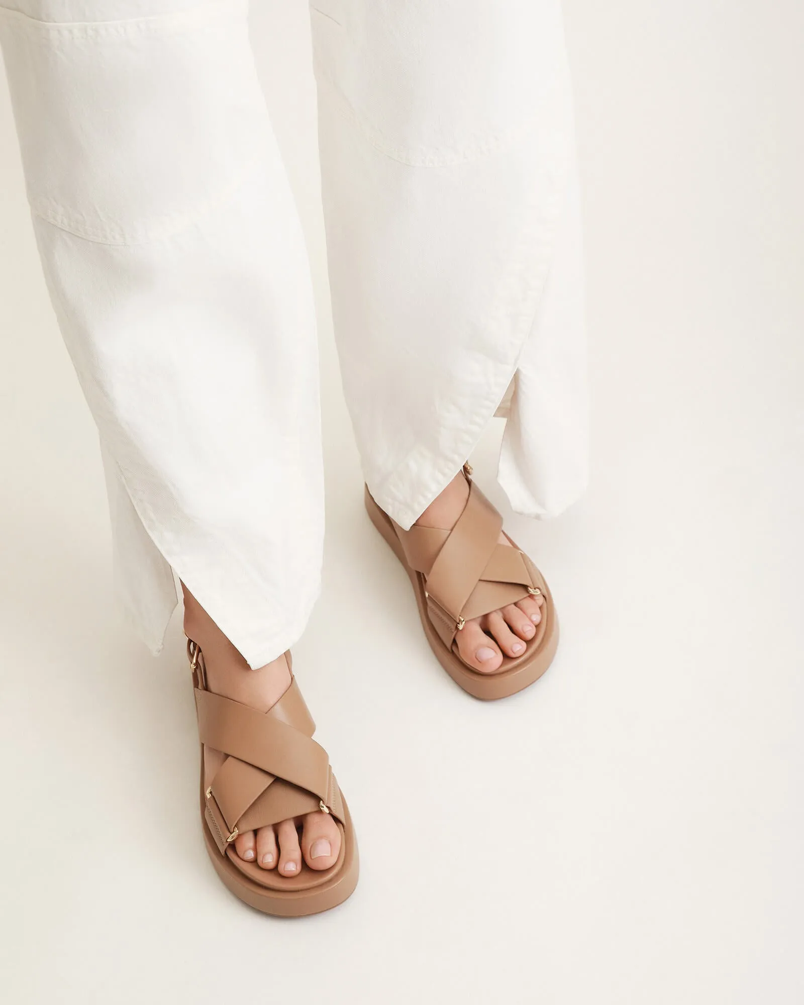 MARLEY FLAT SANDALS TAN LEATHER