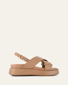 MARLEY FLAT SANDALS TAN LEATHER