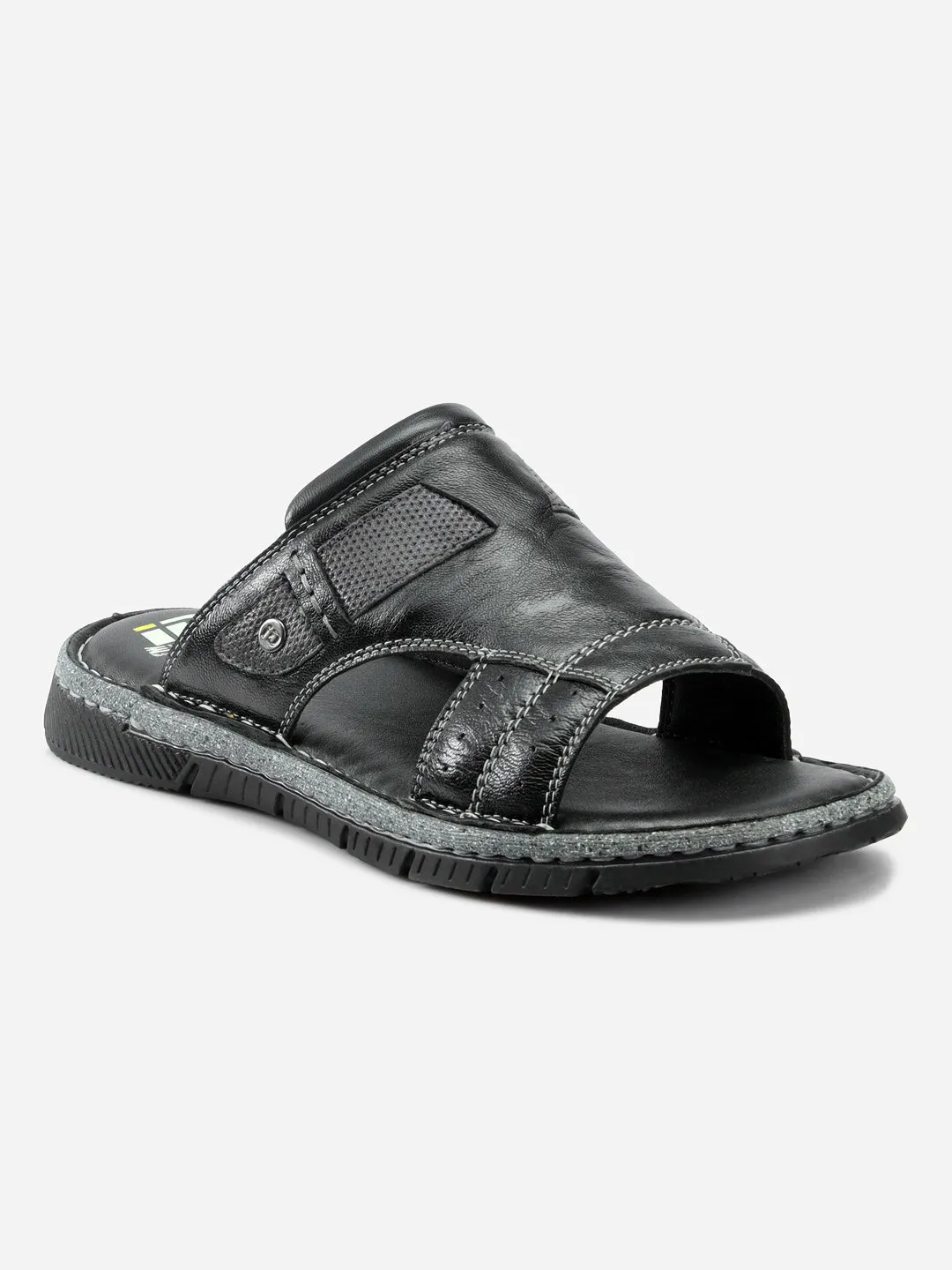 Men's Black Slip On Casual Sandal (ID4105)