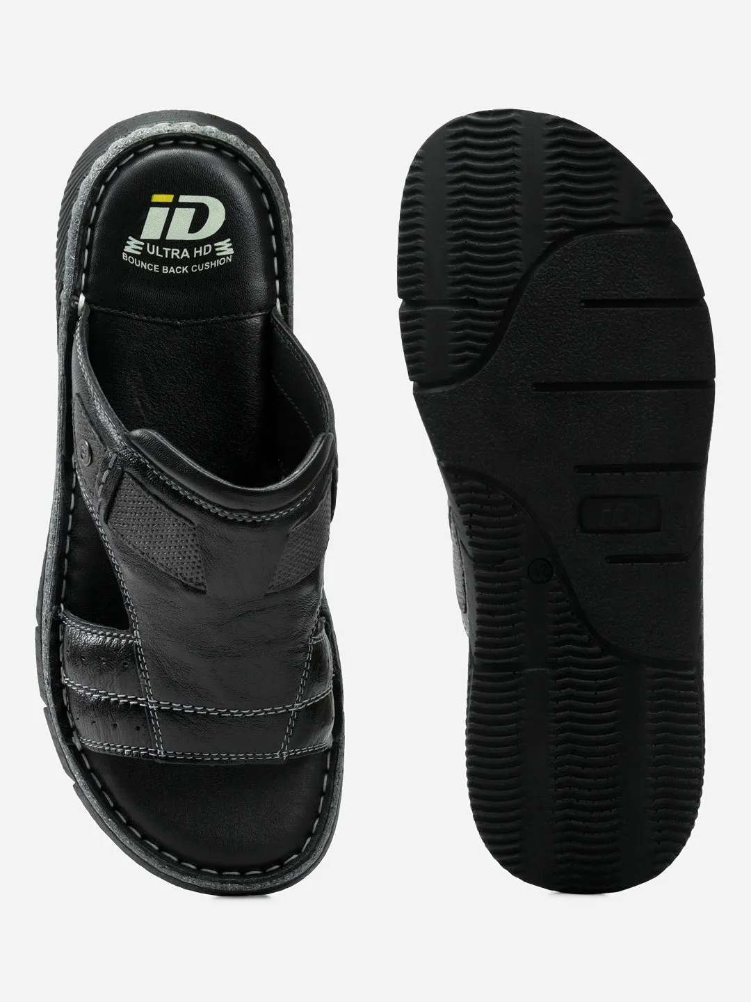 Men's Black Slip On Casual Sandal (ID4105)