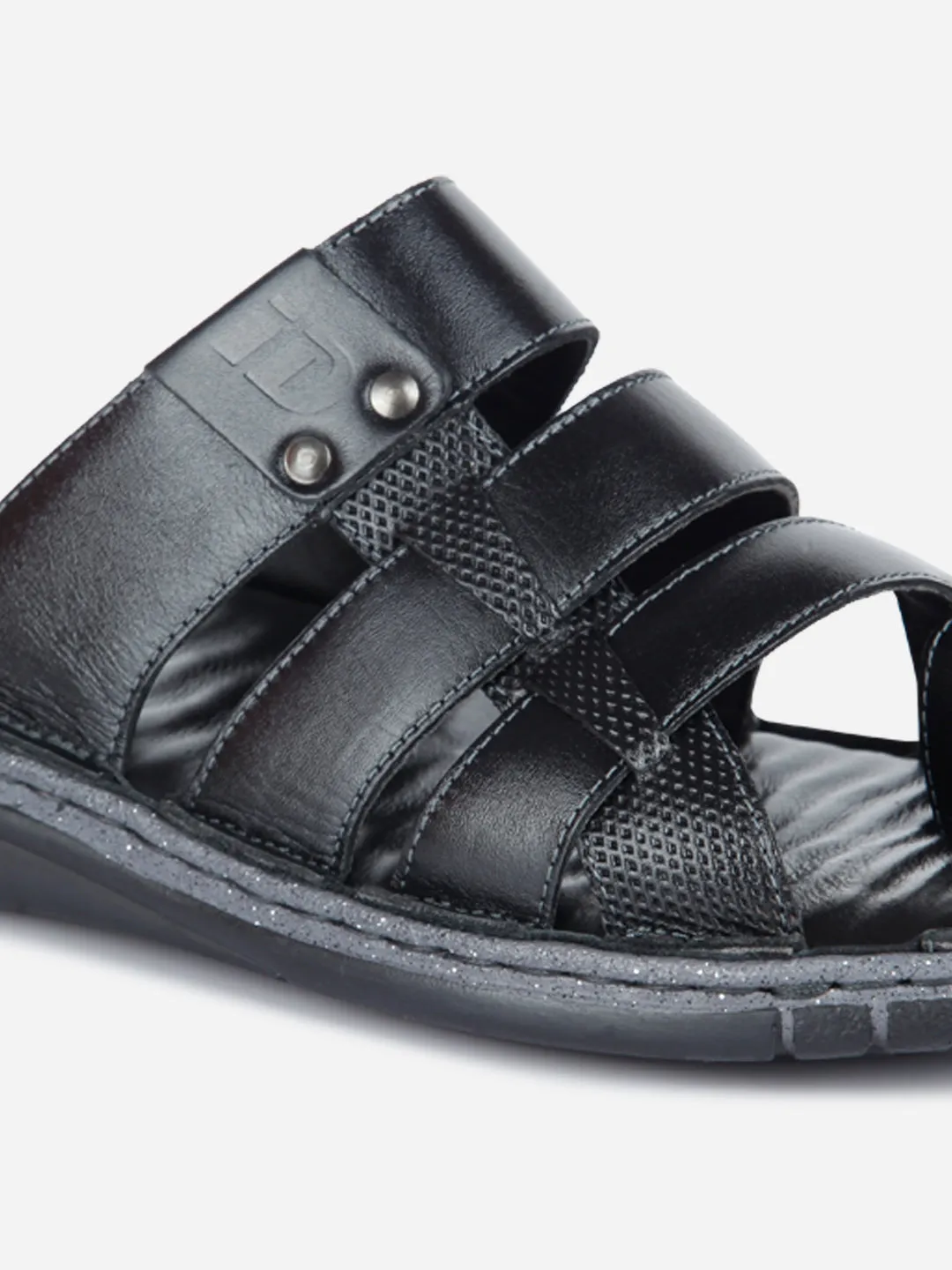 Men's Black Slip On Sandal (ID4132)