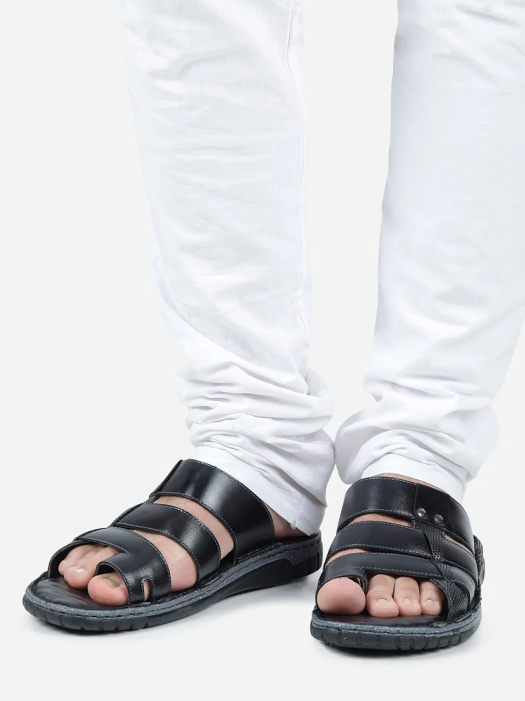 Men's Black Slip On Sandal (ID4132)