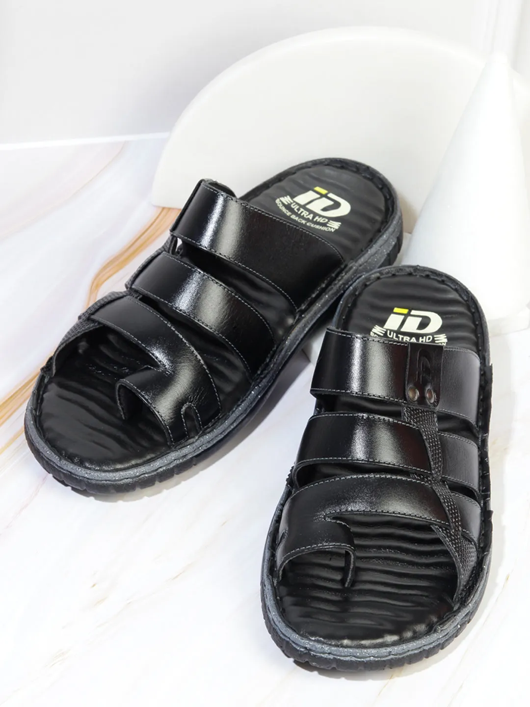 Men's Black Slip On Sandal (ID4132)