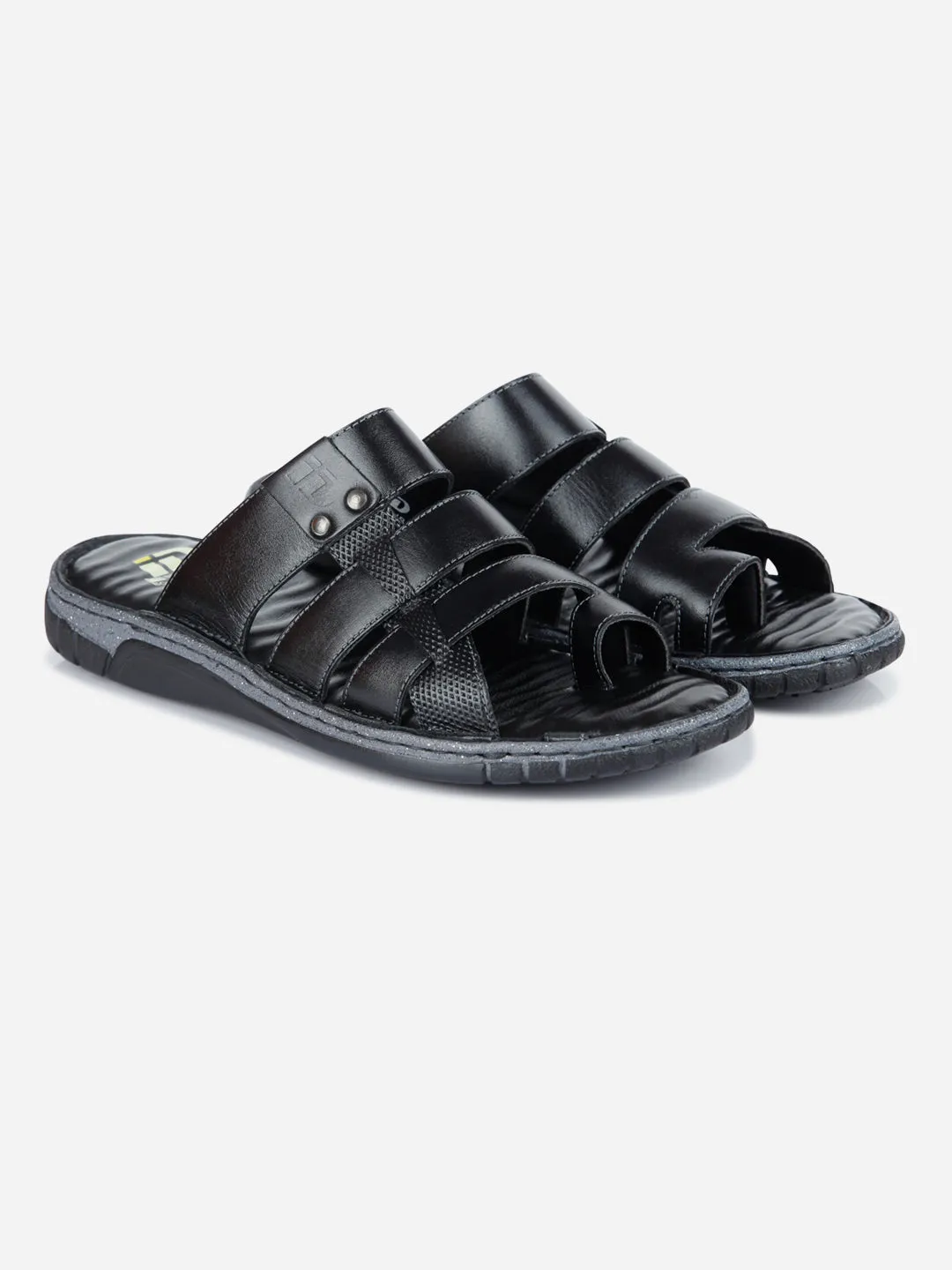 Men's Black Slip On Sandal (ID4132)