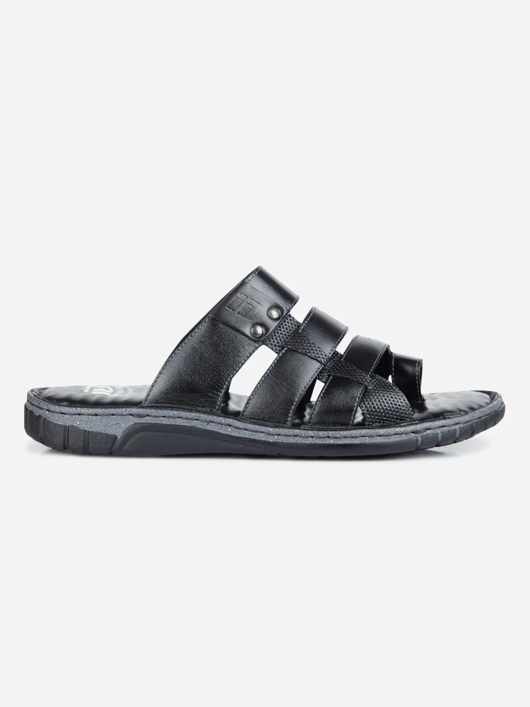 Men's Black Slip On Sandal (ID4132)