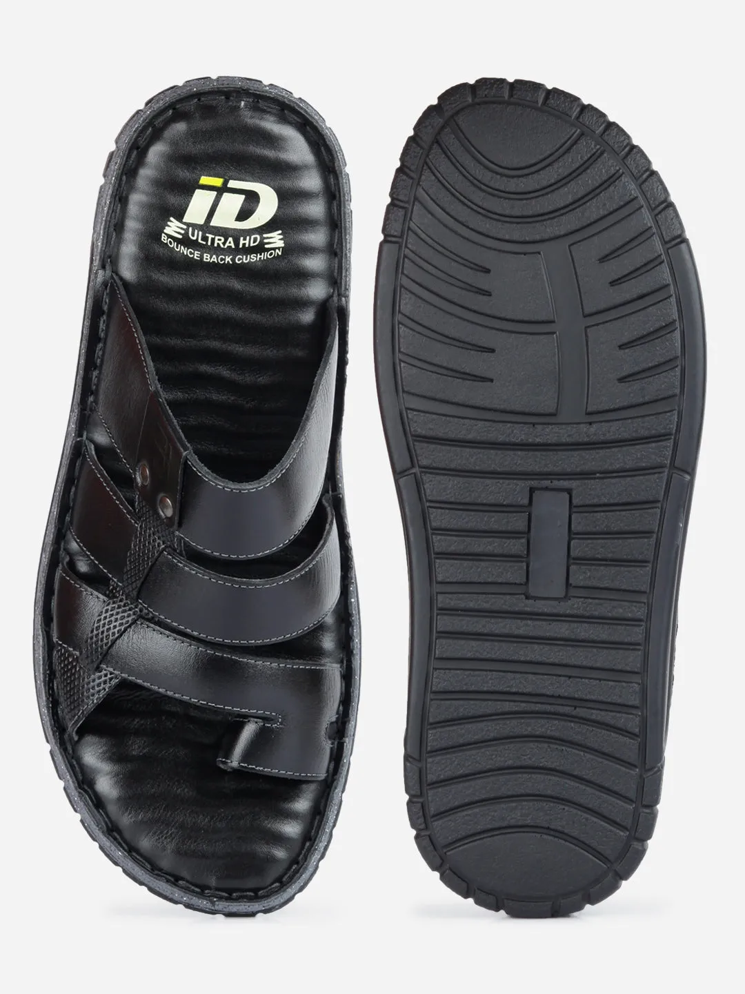 Men's Black Slip On Sandal (ID4132)