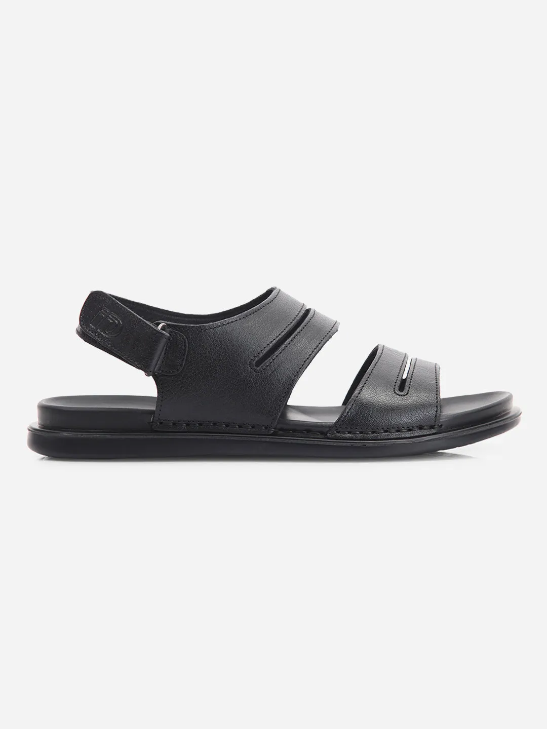 Men's Black Soft Padded Leather Sandal (ID4212)