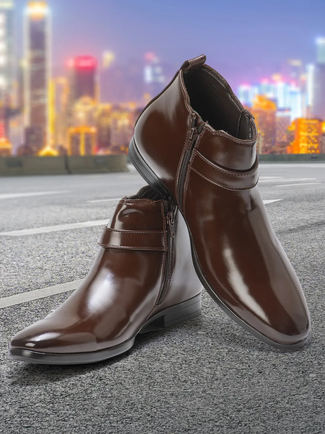 Men's Brown Ankle top Slip On Formal Boot (IX2034)