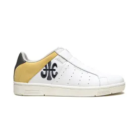 Men's Icon OG White Green Yellow Logo Leather Sneakers 01941-034