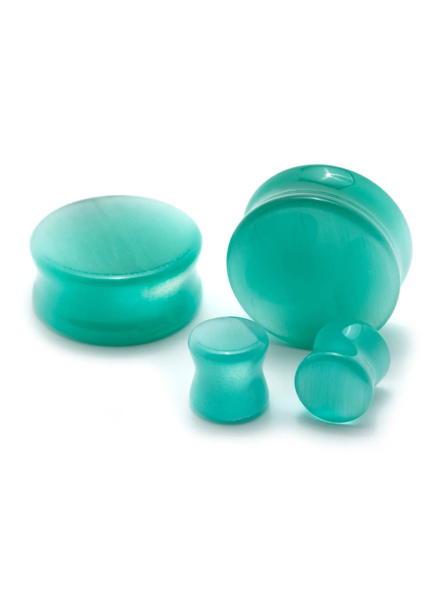 Mint Green Cat's Eye Stone Plugs