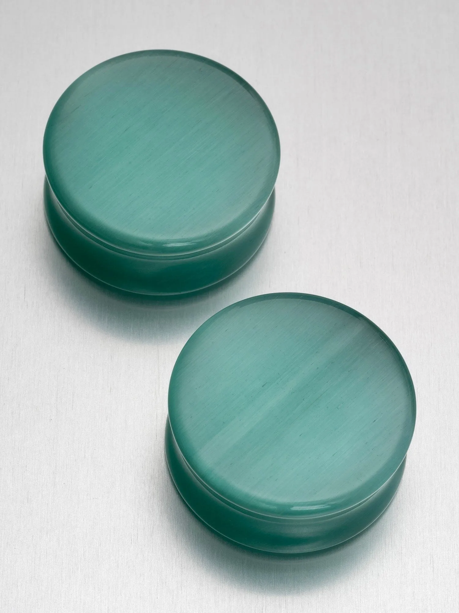 Mint Green Cat's Eye Stone Plugs