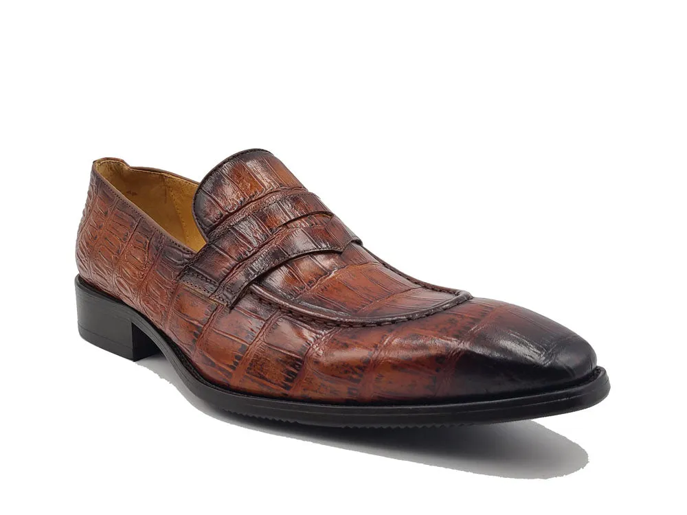 Penny Loafer Features Alligator Embossed Calfskin